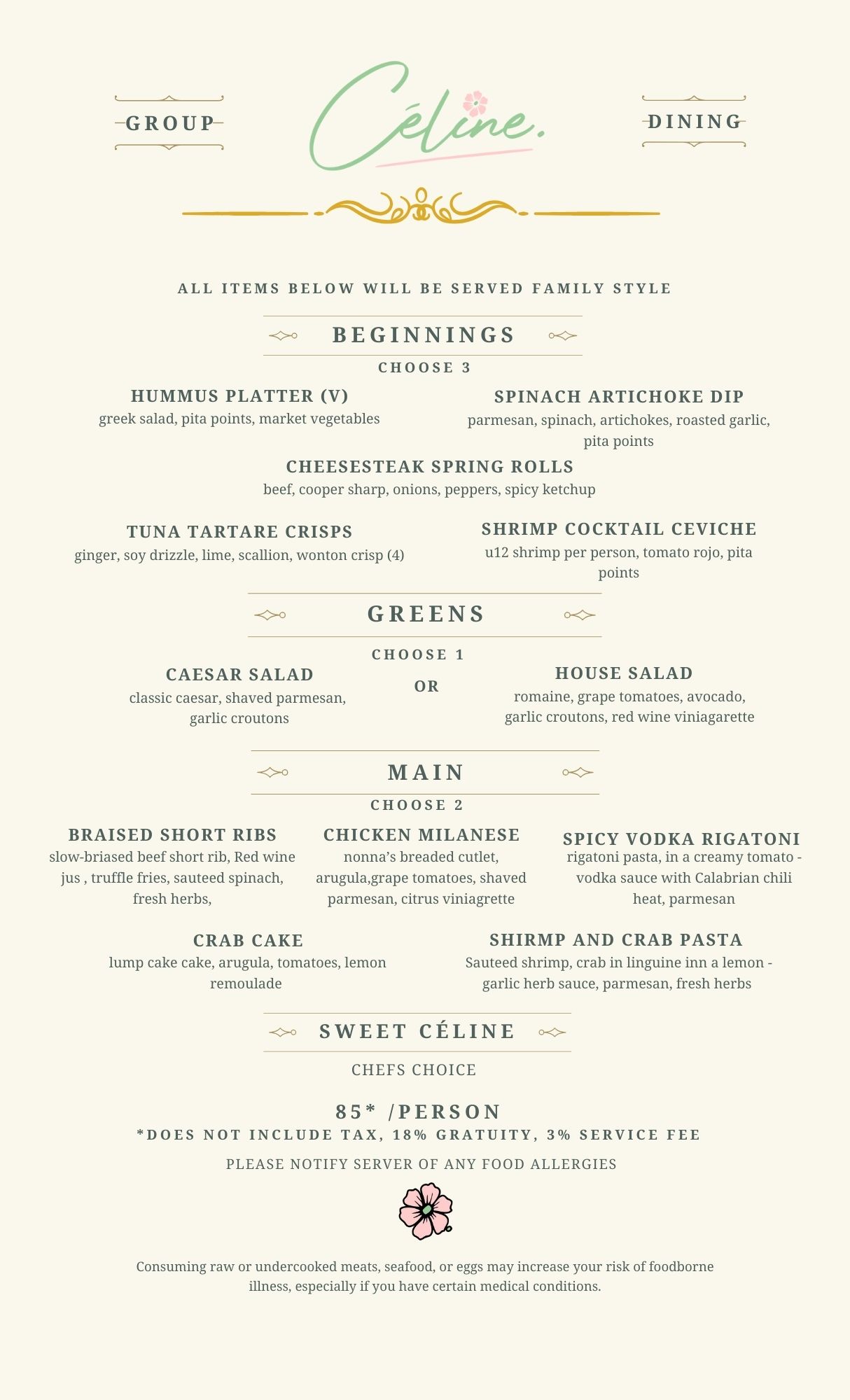 Celine Philly 85 Dining Group