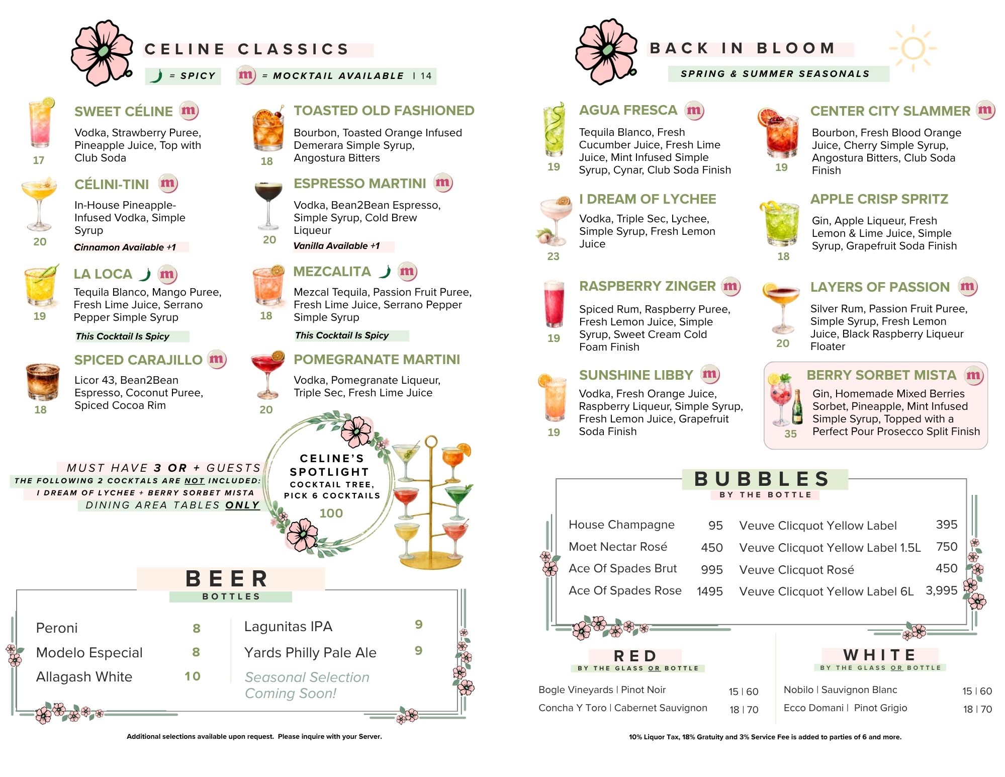 Spring Summer Menu Céline Cocktail Bar Philadelphia PA